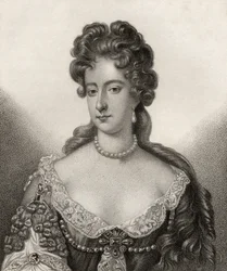 Reina María II, grabado por Bocquet, ilustración de 